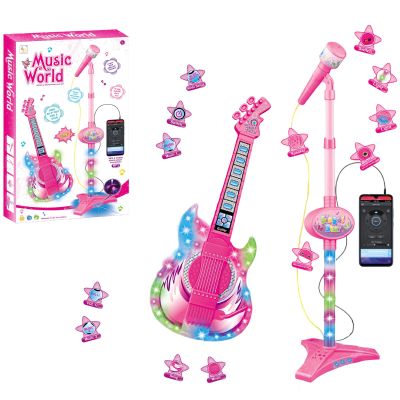 Girls Microphone Play Set,Karaoke Machine with Music&Light,Microphone Toys with Stand,Adjustable Height Karaoke Machine Toys for Kids,Toddlers,Child