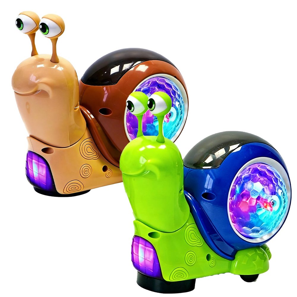 Glowing and Music Playing Crawling Snail, 2026 New Auto Moving Interactive Snail Play Dancing Musical, with Music and Light, Fun Holiday & Birthday Gifts for Toddler (Green*Brown)