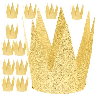 BESPORTBLE 12Pcs Gold Birthday Party Crowns for and Adults, Plastic Glitter Festival Headwear, Adorable Birthday Hat Props for S Celebration and Party Supplies