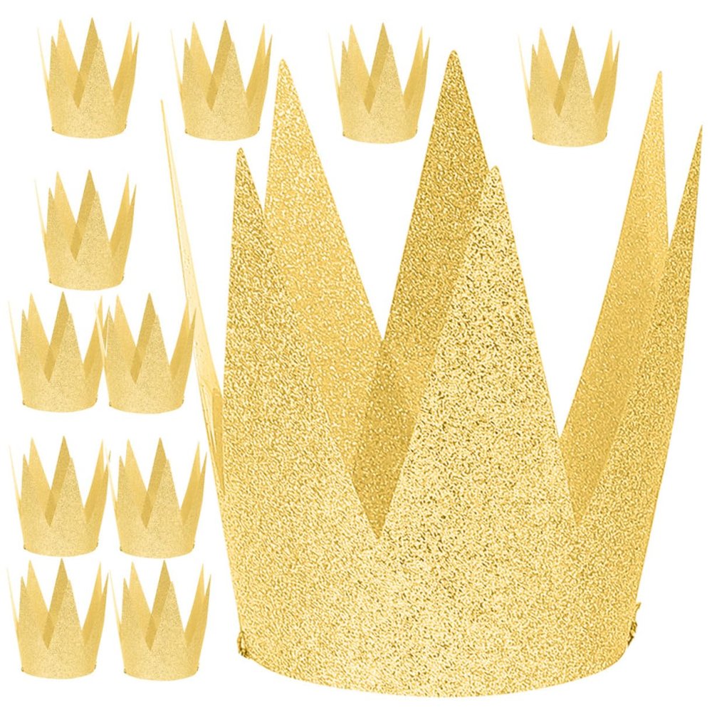 BESPORTBLE 12Pcs Gold Birthday Party Crowns for and Adults, Plastic Glitter Festival Headwear, Adorable Birthday Hat Props for S Celebration and Party Supplies