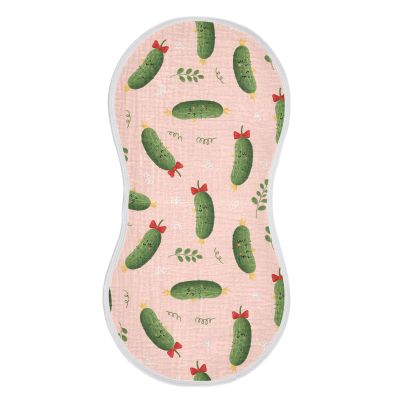 WIFIU Cucumber Faces Red Bows Baby Muslin Burp Cloths for Newborn Boys Girls, 4 Layer Cotton Soft Absorbent Baby Burping Washcloths 2 Pack