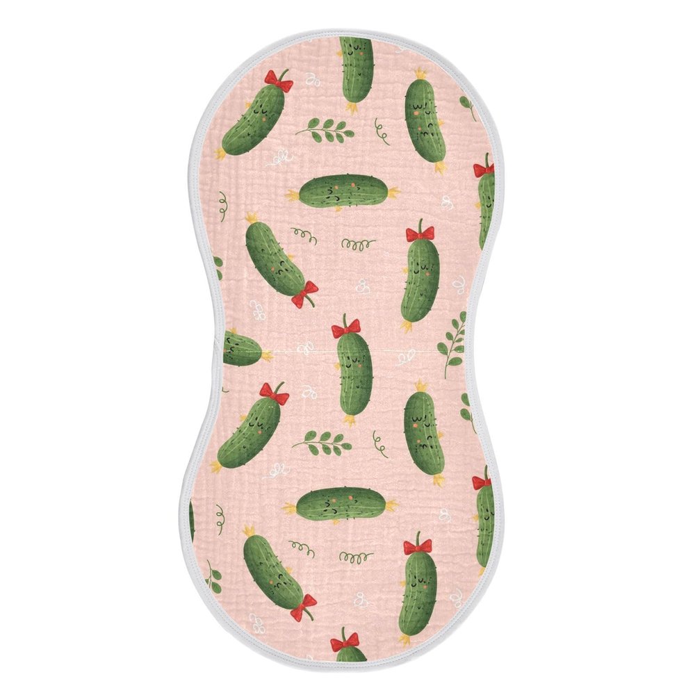 WIFIU Cucumber Faces Red Bows Baby Muslin Burp Cloths for Newborn Boys Girls, 4 Layer Cotton Soft Absorbent Baby Burping Washcloths 2 Pack