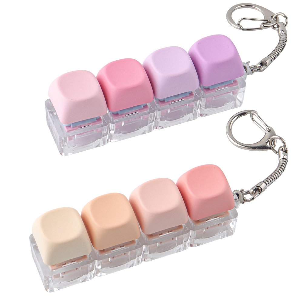 2 Pack Keyboard Fidget Toys Creamy & Silent Stress Relief Fidget Clicker Keychain, MOA Keycaps, Focus & Anxiety Relief, Quiet Fidget Toys for Adults,for Office& ADHD Focus