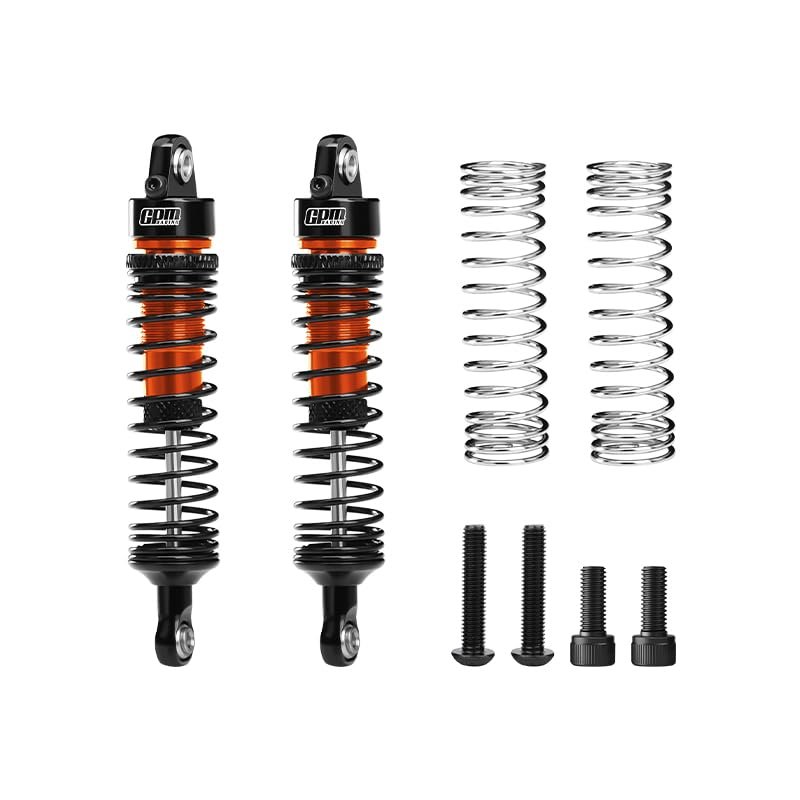 GPM 6061-T6 Alloy Front/Rear Adjustable Progressive Spring Shock 71Mm For 1/16 Quake Grom 4X4 Rtr Brushed Monster Truck-Ara2137 (Orange)