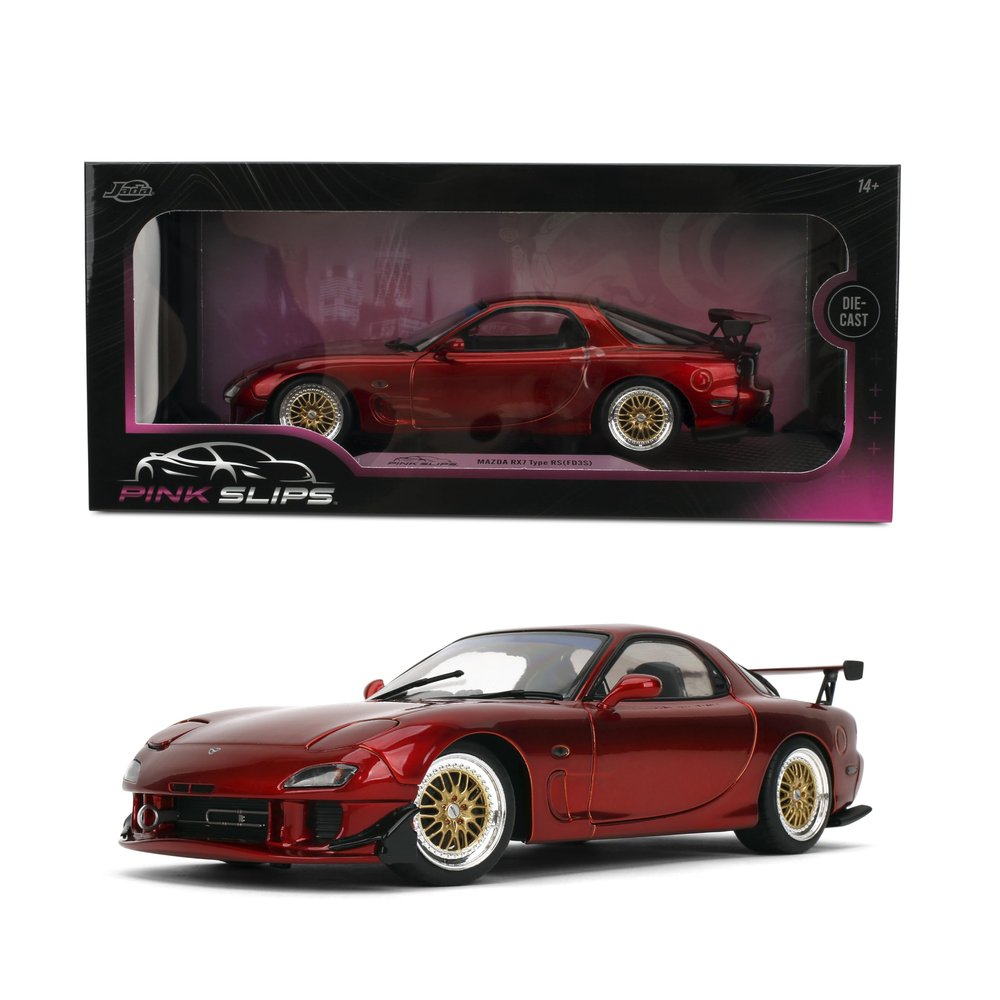 1:18 Scale Diecast Model Car Compatible for Mazda RX-7 FD Red Jada Toys Pink Slips 36471