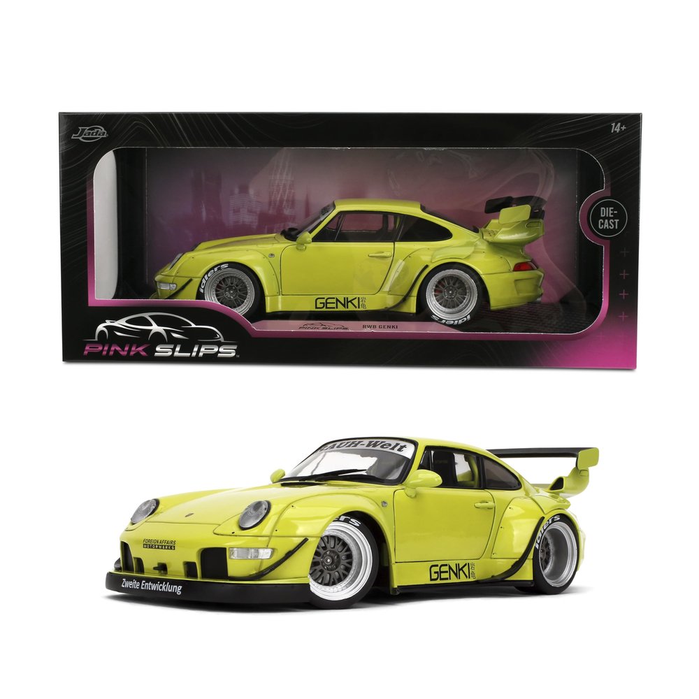 1:18 Scale Diecast Model Car Compatible for Porsche RWB Genki Yellow Jada Pink Slips 36472