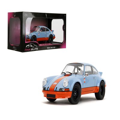 1:18 Scale Diecast Model Car Compatible for 1973 Porsche 911 RSR Gulf Oil Edition Jada Pink Slips 36384