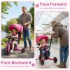 INFANS 9-in-1 Foldable Toddlers Tricycle, Converts Stroller to Balance Bike with Adjustable Push Handle, Canopy & Backrest, Pedal Conversion, Retractable Rear Wheels for 1-6 Years (Pink) view 4