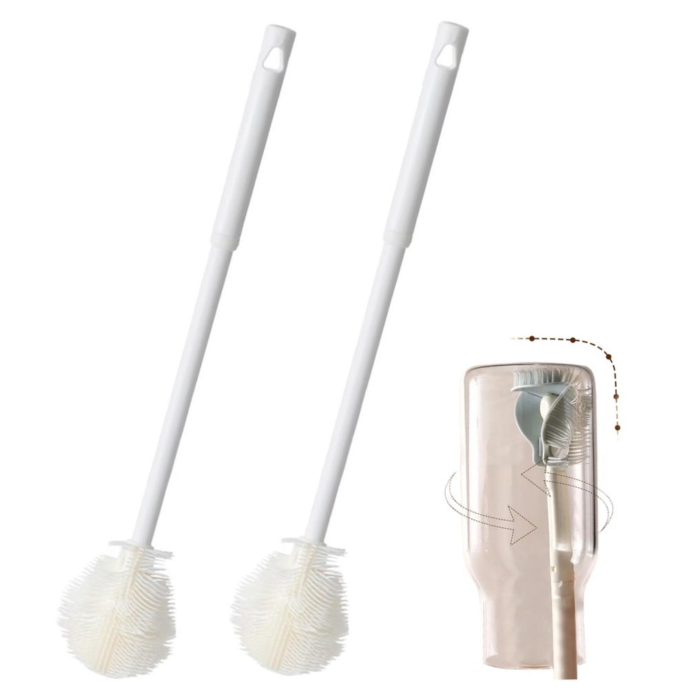 2PCS Long Handle Bottle Brush, 360 Flexible Bottle Brush Cleaner for Narrow Neck Water Bottles, Baby Bottles and Flasks - Soft Bristle Cup Cleaning ...