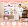 Costzon Wooden Doctor Playset, Medical Office Activity Center w/ Exam Room, Check-in & Waiting Areas, Height Measurer, Sink, Multi-Sided Pretend Play Doctor's Office, Gift for Boy Girl Aged 3+ (Pink) view 4