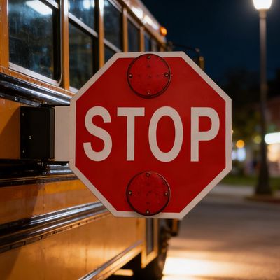 18 Stop Sign Public Traffic Safety, Led Flashing School Bus Light Sign, Electric School Bus Stop Signs, High Visibility, Dc 12v/24v, 1/2/4 Pcs, Side Mounted, Red 2Pcs-12V