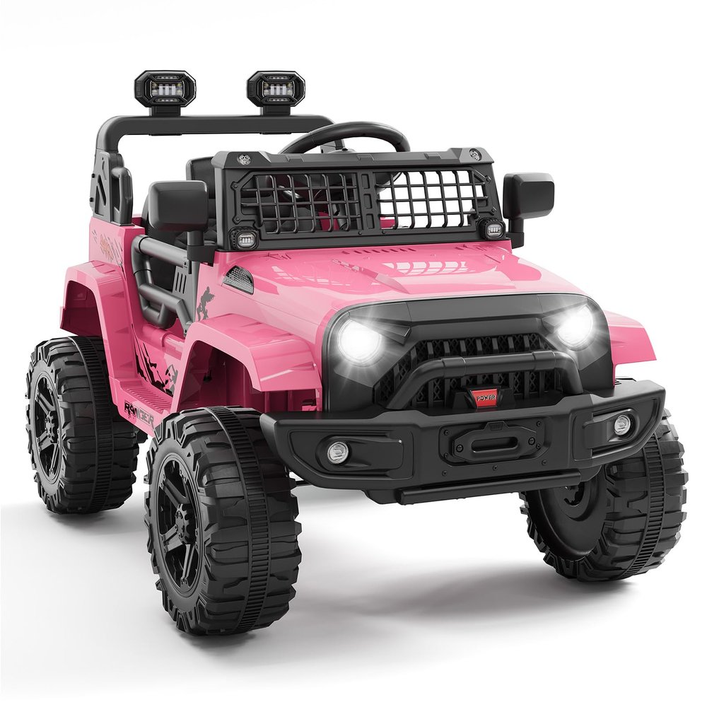 12V Kids Electric Truck with Parent Remote Control, 3-Speed Ride-on Car, Spring Suspension, Bluetooth Music Player & LED Lights, Ideal Gift for Children