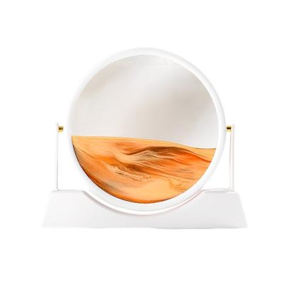 12" Moving Sand Art Picture 3D Hourglass Deep Sea Sandscape, Dynamic Round Glass Sand Picture Relaxing Desktop Bookshelves Home Office Work Decor