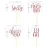 24 Pcs Glitter 60th Birthday Cupcake Toppers for Celebrating Sixty Years Old Birthday Party Decorations (Rose Gold) view 2