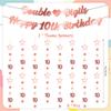 10th Birthday Decoration Banner Girls - 10 Pcs Rose Gold Glitter Double Digits Banner Garland Metallic Star Dot Hanging Streamer Bunting for Ten Year Old Party Background Decor Supplies view 2