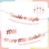 10th Birthday Decoration Banner Girls - 10 Pcs Rose Gold Glitter Double Digits Banner Garland Metallic Star Dot Hanging Streamer Bunting for Ten Year Old Party Background Decor Supplies view 3