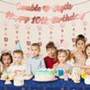 10th Birthday Decoration Banner Girls - 10 Pcs Rose Gold Glitter Double Digits Banner Garland Metallic Star Dot Hanging Streamer Bunting for Ten Year Old Party Background Decor Supplies view 4