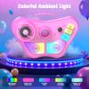 Kids Stand Karaoke Machine Toys for 3 4 5 6 7 8 Year Old Girls Gift, Kid Rechargeable Microphone Toddler Birthday Gift Singing Toy for Girl Ages 3-5 4-6, Portable Bluetooth Speaker with 2 Mics view 2