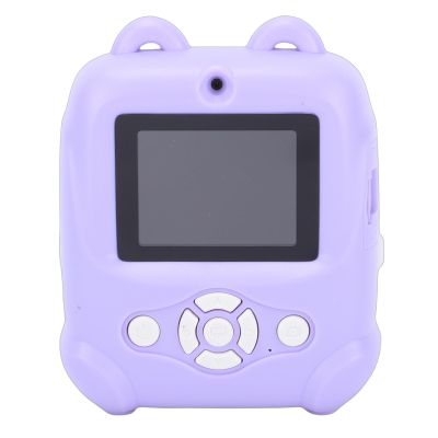 Acouto Kids Instant Print Camera, 48MP HD 1080P 16X Zoom Inkless Printing Toy with 2.4 Inch Screen for Selfies, Zoom and Playful Frames (Purple)