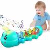 Caterpillar Design Tummy Time Toy with Light & Music Musical Light Up, Musical Crawling Toy for Babies to Play on Their Tummy, Funny Push Pull Toys for Boys and Girl Birthday Engaging & Fun(Blue) view 1