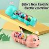 Caterpillar Design Tummy Time Toy with Light & Music Musical Light Up, Musical Crawling Toy for Babies to Play on Their Tummy, Funny Push Pull Toys for Boys and Girl Birthday Engaging & Fun(Blue) view 2