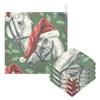 CUPADA 3 Pack Baby Washcloths Muslin Face Towels Holly Berries Horses with Santa Hats Absorbent Soft Burp Wipe Towel Wash Wipes Infant Newborn Washcloth view 1