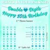 10th Birthday Decoration Boys Banner - 10 Pcs Teal Glitter Double Digits Banner Twinkle Star Dot Hanging Bunting Garland Streamer For 10 Year Old Party Wall Decor Supplies view 2