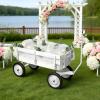 HGTHXDF Pull Along Wagon,White Flower Girl Wagon All-Terrain Wedding Wagon with Removable Wooden Side Panels, Big Tires and Wide Grip Handle for Weddings view 1