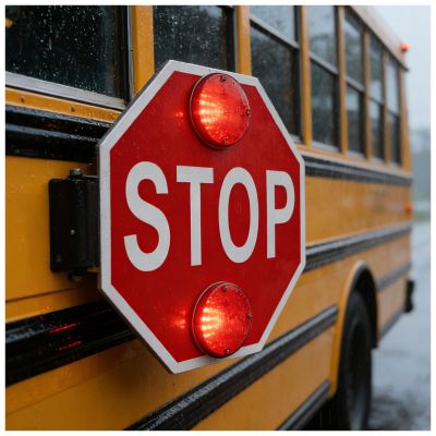 School Bus Stop Sign with Electronic Controller High VisibilitySchool Bus Stop Arm Signal, Double Sided Reflective Aluminum Warning Light, Dc 12v/24v, 1/2/4 Pcs 4Pcs-12V