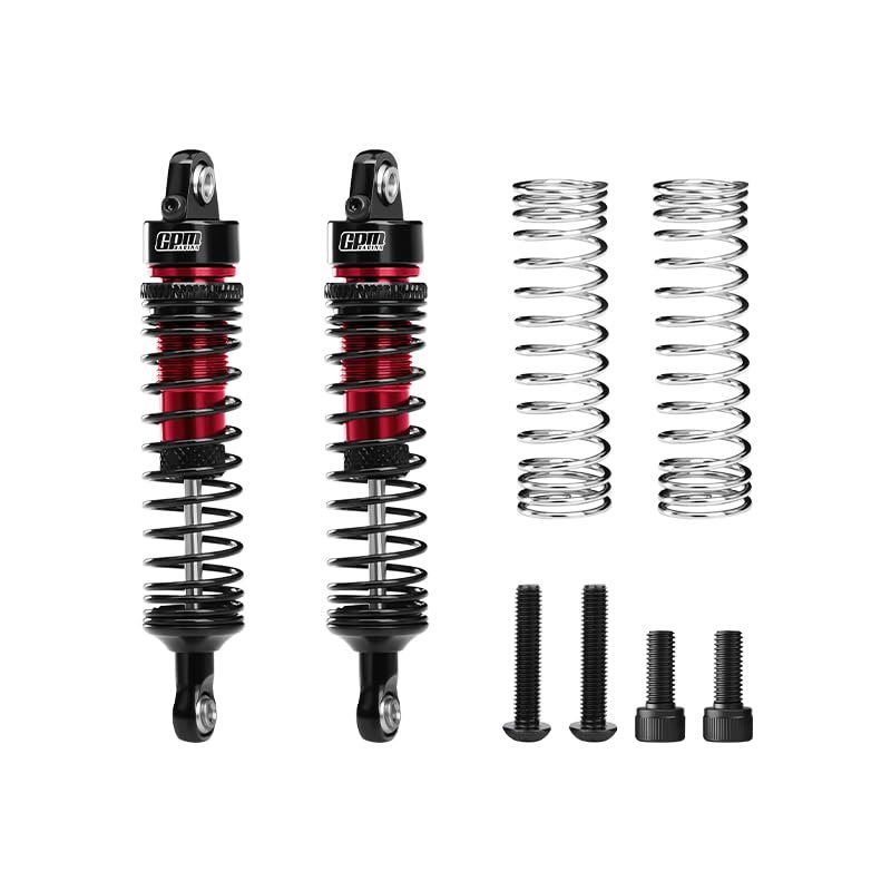 GPM 6061-T6 Alloy Front/Rear Adjustable Progressive Spring Shock 71Mm For 1/16 Quake Grom 4X4 Rtr Brushed Monster Truck-Ara2137 (Red)