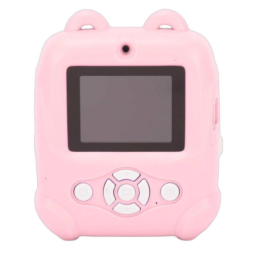 Acouto Kids Instant Print Camera, 48MP HD 1080P 16X Zoom Inkless Printing Toy with 2.4 Inch Screen for Selfies, Zoom and Playful Frames (Pink)
