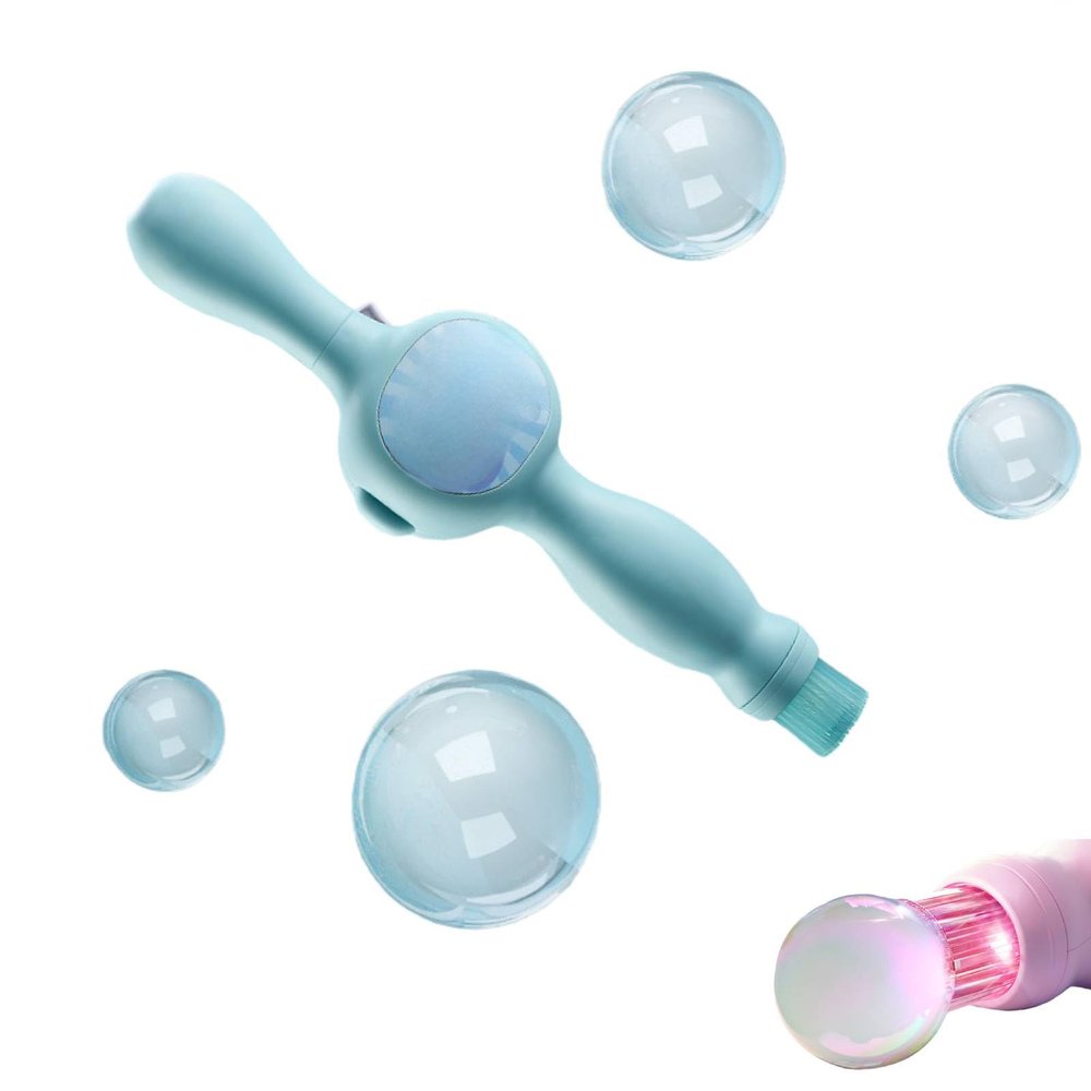 Magic Bubble Wand, Colorful Smoke Bubble Machine, Magic Bubbles Machine with Gloves, Rechargeable Bubbles Fog Wand for Outdoor Party & Interactive Play (Blue)