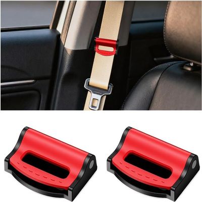 2PCS Car Seat Belt Adjuster Clips,Adjustable Universal Seat Belt Positioner Clip for Adults/Kids,Prevent The Seat Cushion from Moving During Use for More Comfortable Driving (red)