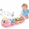 Caterpillar Design Tummy Time Toy with Light & Music Musical Light Up, Musical Crawling Toy for Babies to Play on Their Tummy, Funny Push Pull Toys for Boys and Girl Birthday Engaging & Fun(Pink) view 1