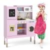 GLACER Play Kitchen, Wooden Pretend Play Toy with Range Hood, Blackboard, Microwave, Ice Maker, Telephone, Stove, Washing Machine, Kids Kitchen Playset for Little One Boys & Girls (Pink+Golden) view 1