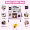 GLACER Play Kitchen, Wooden Pretend Play Toy with Range Hood, Blackboard, Microwave, Ice Maker, Telephone, Stove, Washing Machine, Kids Kitchen Playset for Little One Boys & Girls (Pink+Golden) view 3