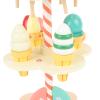 Qudinip Wooden Tea Party Set, Dessert Stand Playset with Ice Cream and Afternoon Tea Toys for Kids Role Play and Social Development view 3