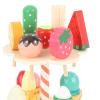 Qudinip Wooden Tea Party Set, Dessert Stand Playset with Ice Cream and Afternoon Tea Toys for Kids Role Play and Social Development view 4