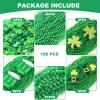 Becfupo 100 Pack St. Patricks' Day Beads Necklaces Bulk, Shamrock Shaped Necklaces Green Beaded Necklaces Hanging With Pendants For Green Irish St. Patricks Party Decoration view 2