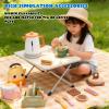 Yunir Tea Party Set for Toddlers 3-5 Girls Boy Birthday Gift, Wooden Tea Party Set, Educational Toddler Tea Set with Cups Spoon Kettle Rack Coffee Pieces, Play Food Picnic Outdoor Toys view 4