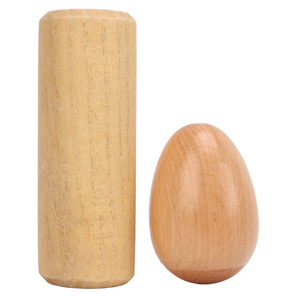 2PCS Wood Egg Shaker, Natural Safe Musical Hand Percussion Instrument Set for Children, Non Angular Design with Smooth Texture, Lightweight and Portable Rhythm Tool for Classroom M
