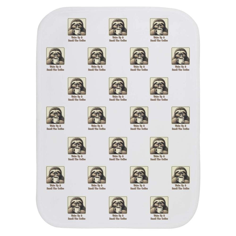 Azeeda 'Sloth with Coffee Mug' Baby Burp/Wash Cloth (BC00037751)