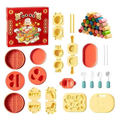 Clay Set | DIY Art With Chinese Kitchen Theme | Imitation Toy Food,For Boys And Girls, Party Activities, Classroom And Stocking Stuffers On Holiday