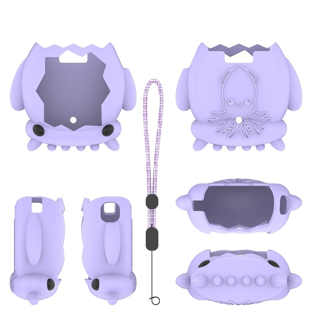 Case for Tamagotchi Paradise, Game Console Silicone Protective Case, Cute Cartoon Anti-Scratch Cover (Purple)