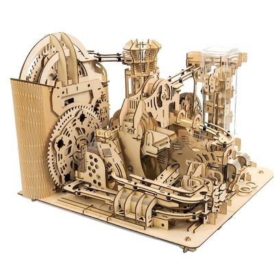 0.55 Inches Mechanical Marble Run Model 3D Wooden Puzzle with Electric Motor for Adult, 1000+pcs Sky City DIY Assemble Kit