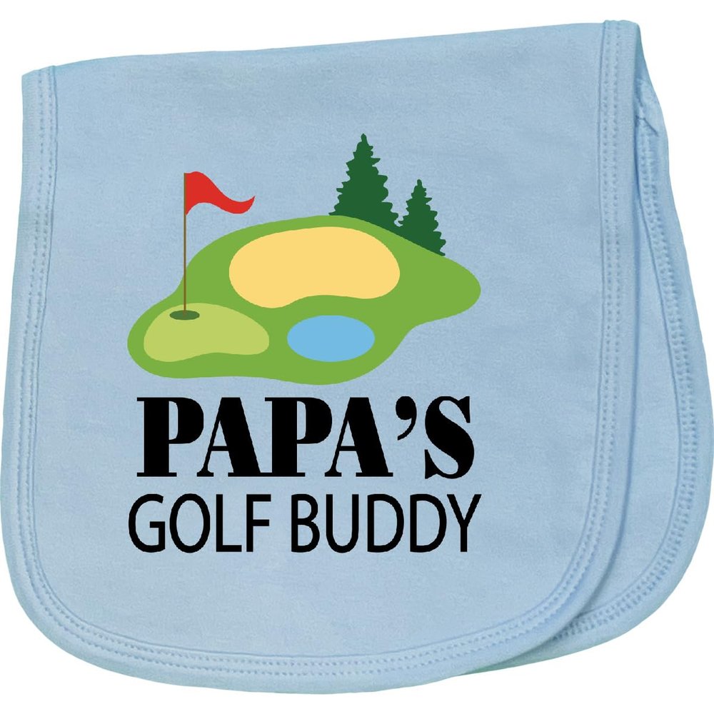 inktastic Golfing Papa's Golf Buddy Baby Burp Cloth Light Blue 47b19