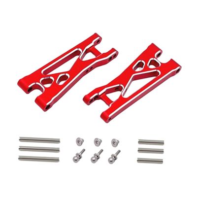 2Pcs RC Car Rear Lower Swing Arm Upgraded Aluminum Alloy Suspension Arms Spare Parts for Wltoys 244016 1:24 Scale RC Vehicle- Red Silver