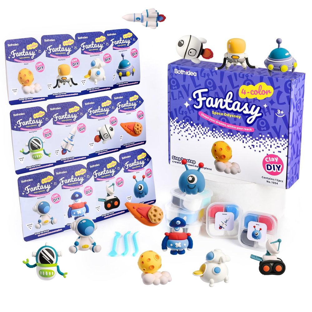 Both idea Air Dry Clay Kit, Space Theme | 12 Packs, Non-Toxic Kids Gift