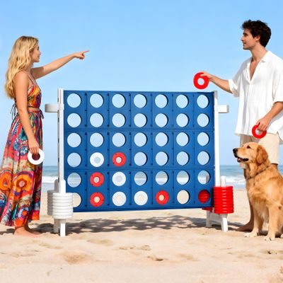 Eterfun Jumbo 4-to-Score Game Set, Giant 4-in-a-Row Tic Tac Toe for Outdoor Yard & Indoor Party, 4 FT Family Games for Teens and Adults with 42 Big Rings