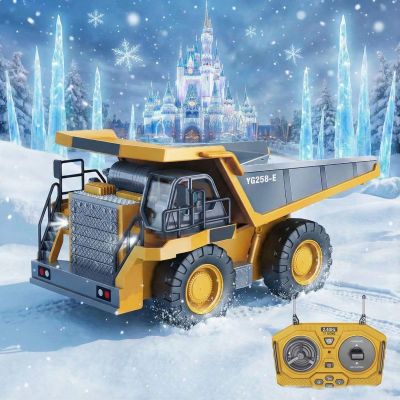 Mudsterz Construction Rc Set of 4, Remote Control Excavator Set,360 Rotation Rechargeable 2.4ghz Remote Control Construction Vehicles with Cool LED Lights,Metal Parts,Real Sound(B * 1)